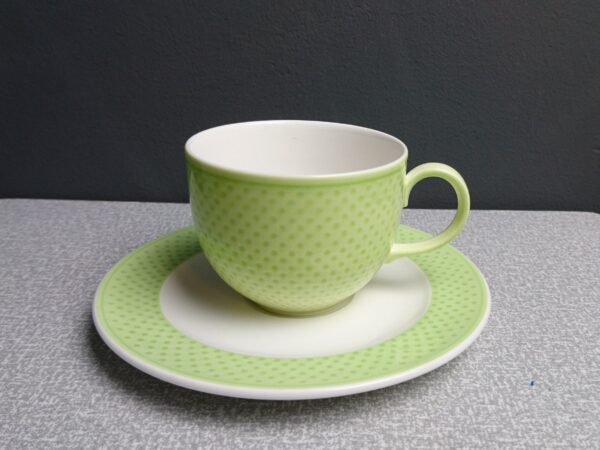 Villeroy und Boch V&B Tipo Green Tasse + Untertasse Kaffeetasse Teetasse mit Untertasse Keramik Porzellan Tasse Weiß Grün