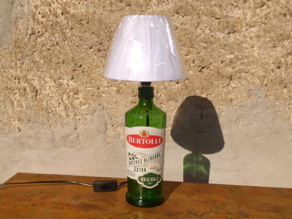 Nachttischlampe aus BERTOLLI Ölflasche Shabby Chic Flaschenlampe Lampe Tischlampe Flasche