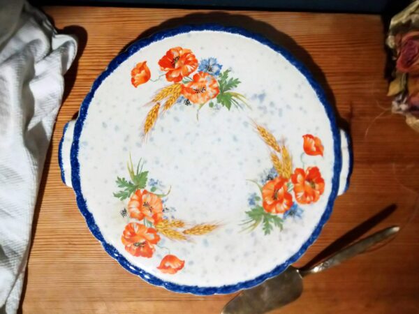 Villeroy und Boch Dekor EGER V&B Tortenplatte mit Handhaben Kuchenplatte Keramik weiß mit Blumen – Bild 2