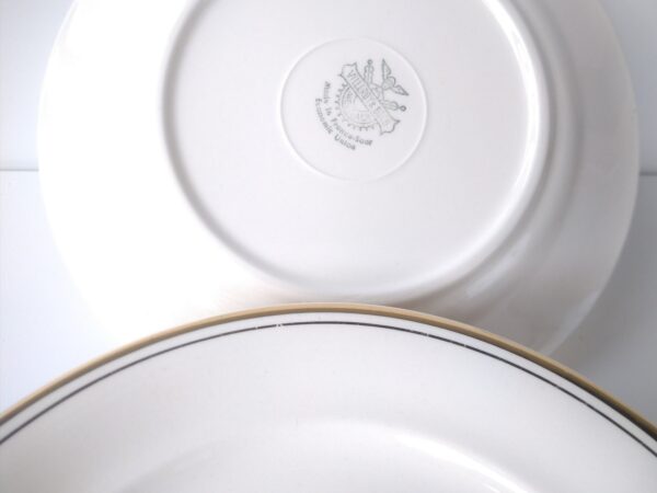 Villeroy und Boch V+B Set aus 6x flachen kleinen Teller 18,5cm Beilagenteller Brotteller Frühstücksteller weiß mit Goldrand mid century – Bild 6