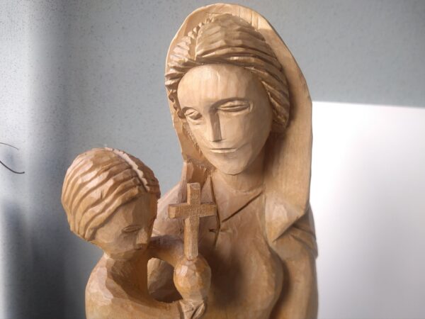 Vintage Mutter Maria mit Kind Madonna mit Jesus aus Holz naturbelassen handgefertigt handgeschnitzte ca 50cm – Bild 5