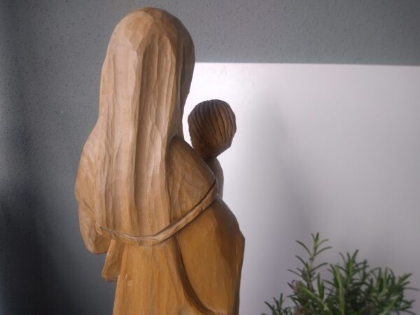 Vintage Mutter Maria mit Kind Madonna mit Jesus aus Holz naturbelassen handgefertigt handgeschnitzte ca 50cm – Bild 7