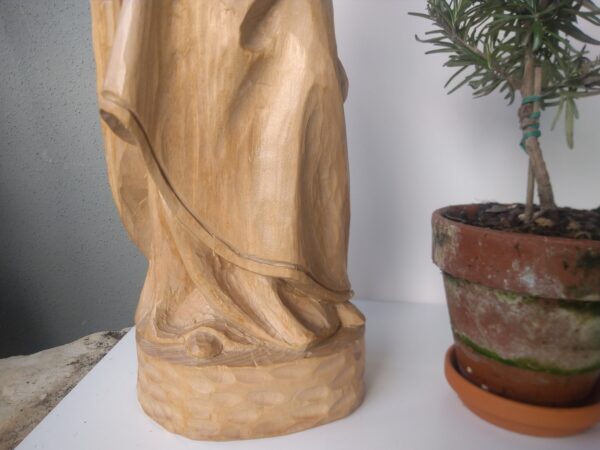 Vintage Mutter Maria mit Kind Madonna mit Jesus aus Holz naturbelassen handgefertigt handgeschnitzte ca 50cm – Bild 3