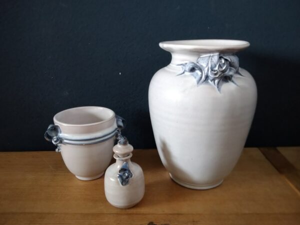 Vintage 3x Kleine Vasen aus Keramik in grau Tischvase Shabby Chic Landhaus