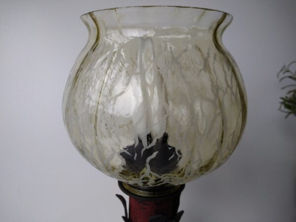 Alte Nachttischlampe aus Gusseisen und Glas Shabby Chic rustikale Lampe Landhaus-Style Tischlampe – Bild 6