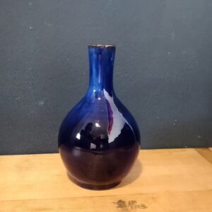 Vintage Studiokeramik Kleine Vase aus Keramik mit blauen Verlauf 18cm hoch mid century Blumenvase Tischvase