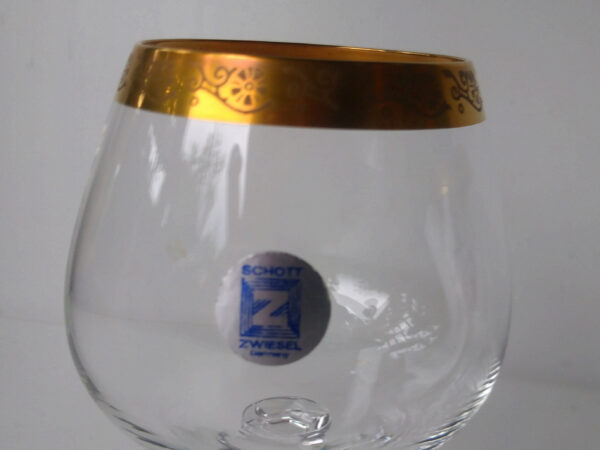 Schott Zwiesel Cognac-Glas Goldrand mit Muster Cognacgläser vintage 60er Jahrgang – Bild 3