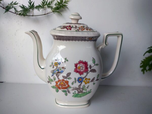 Villeroy und Boch V&B NANKING Kaffeekern Kaffeekanne Zuckerdose Milchkännchen Kanne 1500ml Steingut Keramik weiß mit Blumendekor Handgemalt – Bild 5