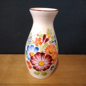Vintage Studiokeramik Kleine Vase aus Keramik mit Blumen Motiv shabby chic Design Landhaus Blumenvase Tischvase