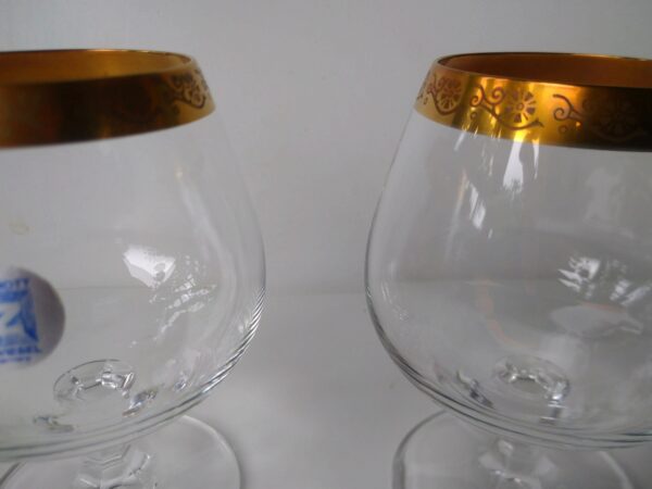 Schott Zwiesel Cognac-Glas Goldrand mit Muster Cognacgläser vintage 60er Jahrgang – Bild 4