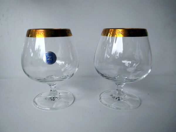 Schott Zwiesel Cognac-Glas Goldrand mit Muster Cognacgläser vintage 60er Jahrgang – Bild 5