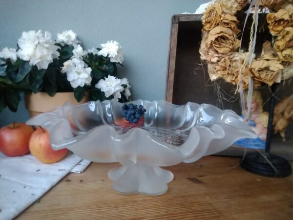 Vintage Servierschale auf Fuß mit Weihnachtsmotiv aus Glas Shabby Chic – Bild 3