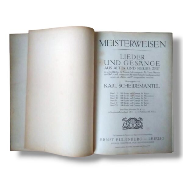 Antikes Notenbuch 1913, Meisterweisen, Lieder und Gesänge aus alter und neuer Zeit, Band V für Bariton, Karl Scheidemantel – Bild 4