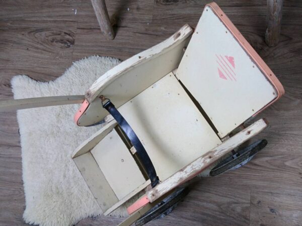 Original Vintage Puppenwagen shabby chic 50er Jahrgang Holz Spielzeug Boheme Dekoration selten sammeln retro antik – Bild 7
