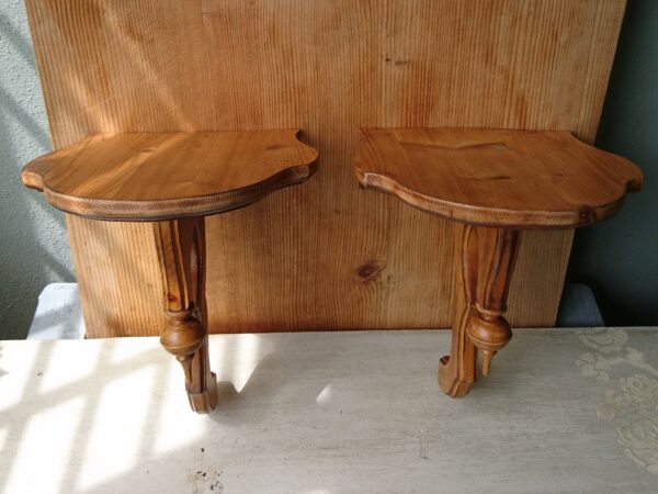 2 Kleine Regal aus Holz geflammt geölt shabby chic Landhaus romantisch Unikat – Bild 6