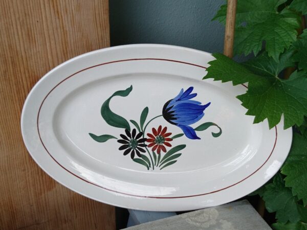 Villeroy und Boch V&B Servierplatte Schlettstedt Servierteller Steingut Keramik weiß mit Blumendekor Handgemalt