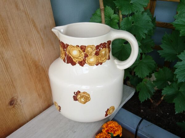 Adelbert Niemeyer 1912 für Villeroy und Boch Mettlach V&B Keramik Krug Wasserkrug Waschkrug uralt mit Rosen Dekor Shabby Chic – Bild 10