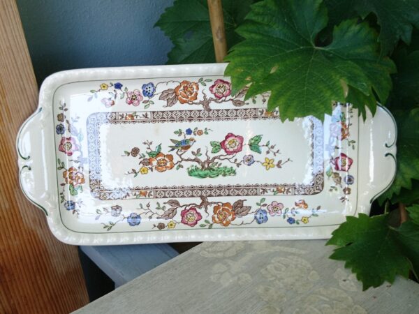 Villeroy und Boch V&B NANKING KönigskuchenplatteServierplatte Servierteller Steingut Keramik weiß mit Blumendekor Handgemalt