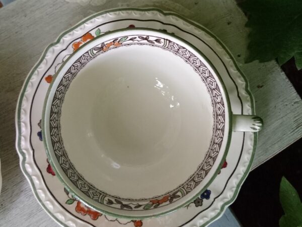 Villeroy und Boch V&B NANKING Teetasse mit Untertasse Steingut Keramik Tasse weiß mit Blumendekor Handgemalt antik – Bild 6