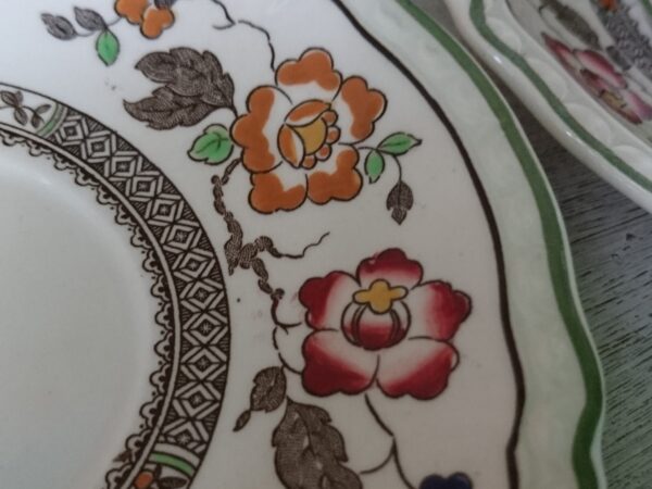 Villeroy und Boch V&B NANKING Teetasse mit Untertasse Steingut Keramik Tasse weiß mit Blumendekor Handgemalt antik – Bild 3