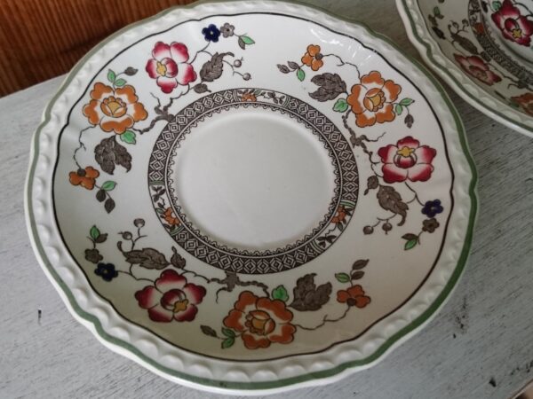 Villeroy und Boch V&B NANKING Teetasse mit Untertasse Steingut Keramik Tasse weiß mit Blumendekor Handgemalt antik – Bild 5