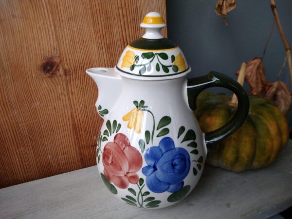 Villeroy und Boch V&B BAUERBLUME Teekanne Kaffeekanne Kanne 1700ml Steingut Keramik weiß mit Blumendekor Handgemalt