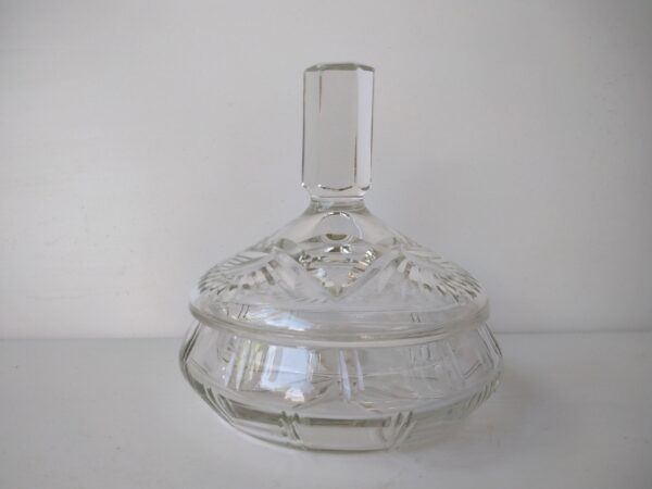 Vintage Kleine Schale mit Deckel aus Glas 50er Jahrgang Glasdose Zuckerdose Bonbonniere – Bild 7