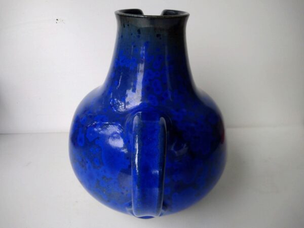 Peter Delius Vase aus Keramik handgetöpfert Tischvase Krug blaue kristalline Glasur Studiokeramik DesignerVase 60er Jahrgang selten – Bild 7