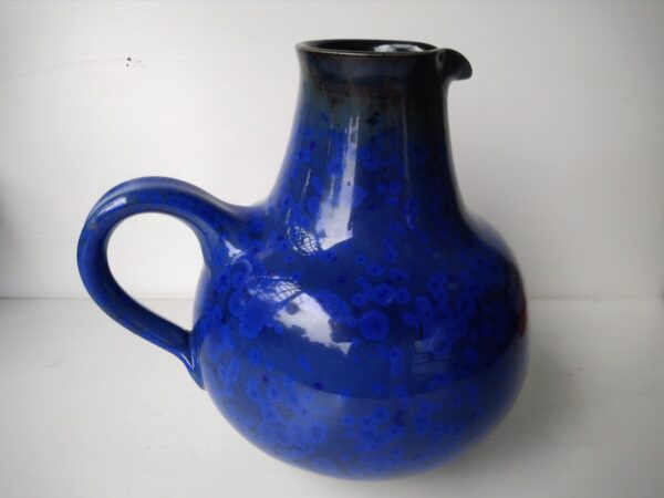 Peter Delius Vase aus Keramik handgetöpfert Tischvase Krug blaue kristalline Glasur Studiokeramik DesignerVase 60er Jahrgang selten – Bild 8