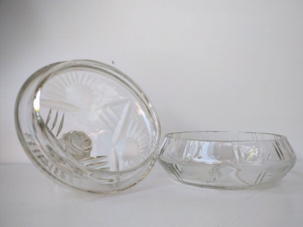 Vintage Kleine Schale mit Deckel aus Glas 50er Jahrgang Glasdose Zuckerdose Bonbonniere – Bild 4