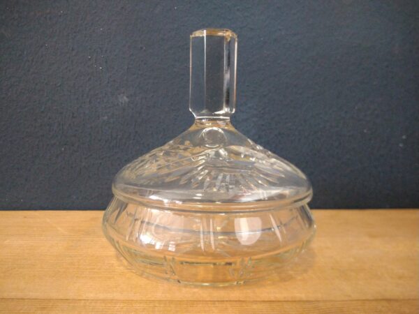 Vintage Kleine Schale mit Deckel aus Glas 50er Jahrgang Glasdose Zuckerdose Bonbonniere