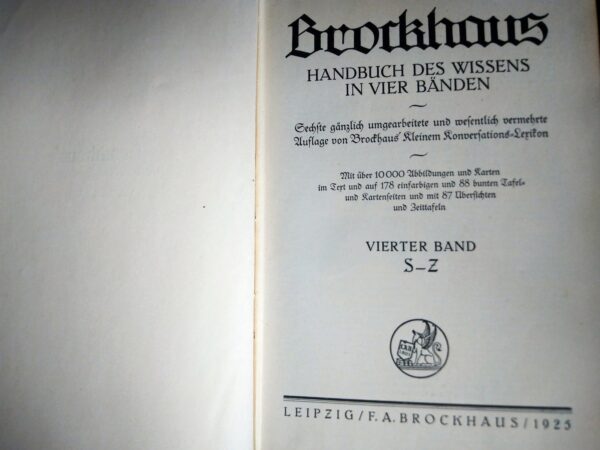 BROCKHAUS Handbuch des Wissens 1925 Leipzig in 4 Bände - komplett - 10000 Abbildungen altdeutsche Schrift gebunden Shabby Chic Deko – Bild 8