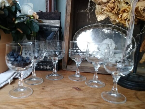 Vintage 6x Likör - Gläser kleines Glas mit Gravur Bar Inventar – Bild 5