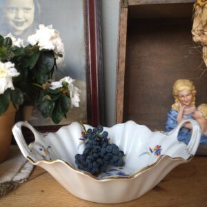 Vintage Servierteller Servierschale mit Handhaben und Goldrand Schale aus Porzellan shabby chic