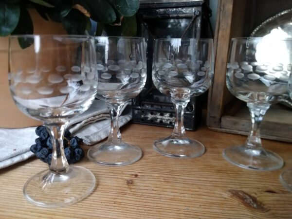 Vintage 6x Likör - Gläser kleines Glas mit Gravur Bar Inventar