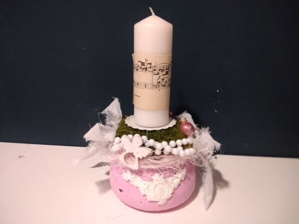 Niedlicher Adventskranz ca 15cm Weihnachten Advent Gesteck mit 1 Kerze Glas Schmuck shabby chic – Bild 4