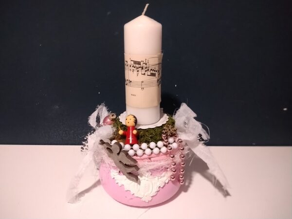 Niedlicher Adventskranz ca 15cm Weihnachten Advent Gesteck mit 1 Kerze Glas Schmuck shabby chic – Bild 5