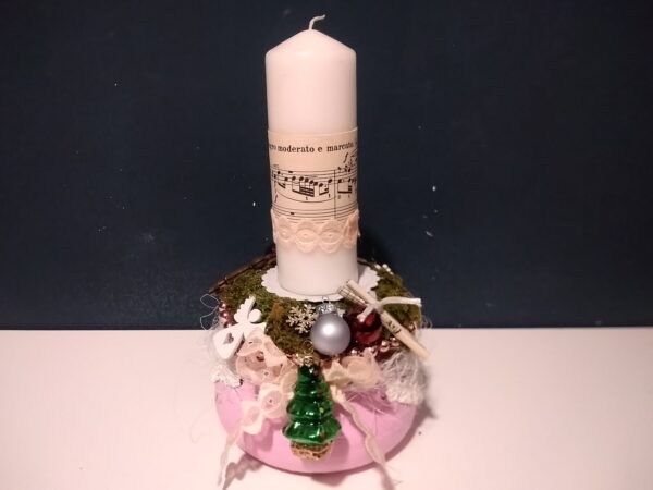 Niedlicher Adventskranz ca 15cm Weihnachten Advent Gesteck mit 1 Kerze Glas Schmuck shabby chic – Bild 9