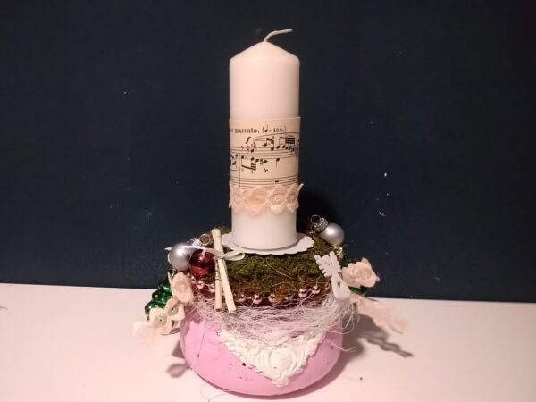 Niedlicher Adventskranz ca 15cm Weihnachten Advent Gesteck mit 1 Kerze Glas Schmuck shabby chic – Bild 8