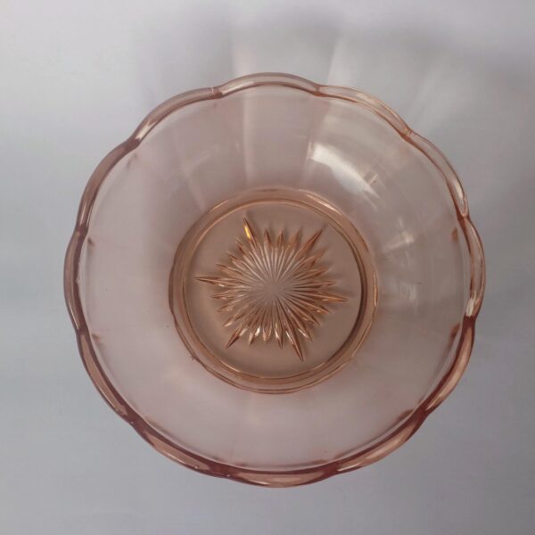 Vintage Rosaline Glas Schale, DDR, 20 cm, zartes Rosa, Mid-Century Modern Stil – stilvolle Obstschale oder Deko, perfektes Sammlerstück! – Bild 5