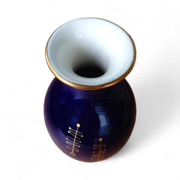 Elegante Mid-Century Volkstedt Vase aus echtem Kobalt mit handgemaltem Golddekor, 1950er DDR, zeitlose Schönheit – Bild 6